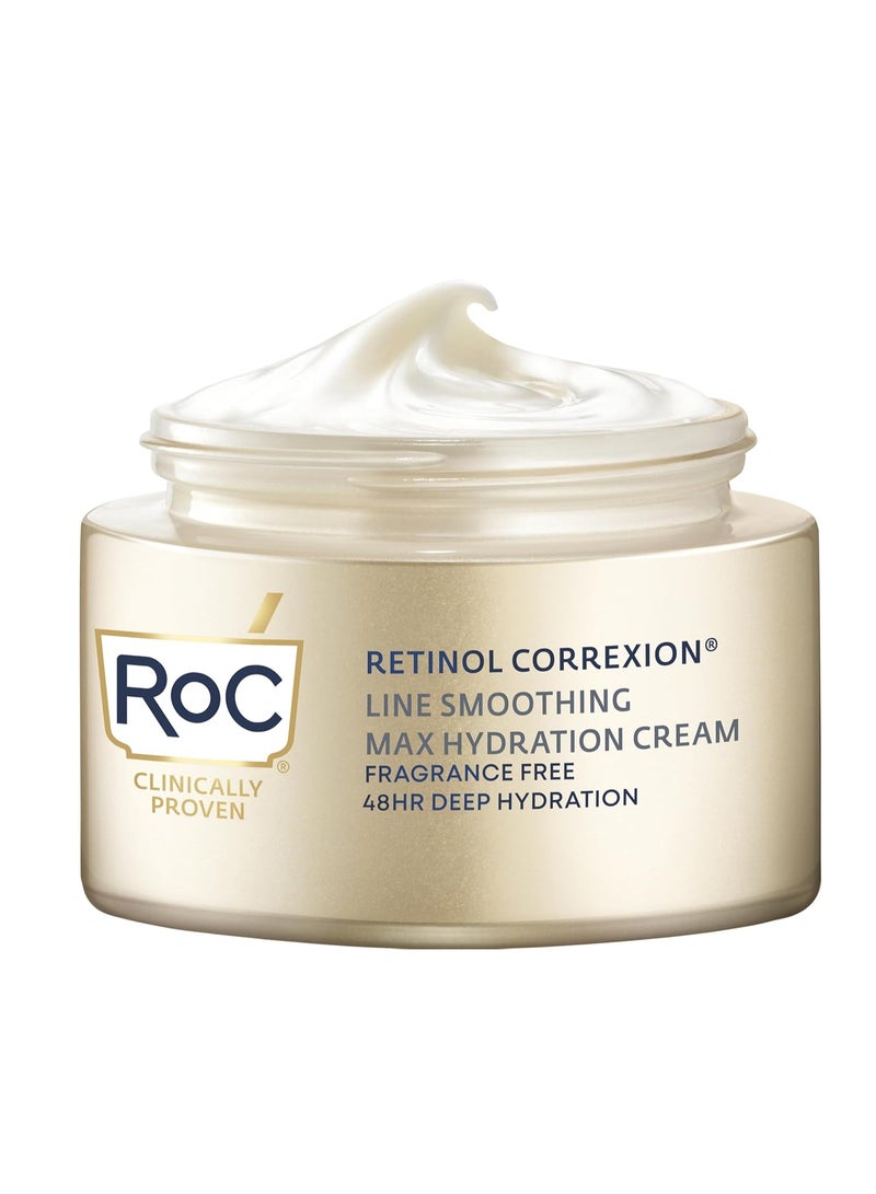 RoC Retinol Correxion Max Hydration Anti-Aging Daily Face Moisturizer with Hyaluronic Acid, Fragrance-Free, Oil Free Skin Care, 1.7 Ounces (Packaging May Vary)